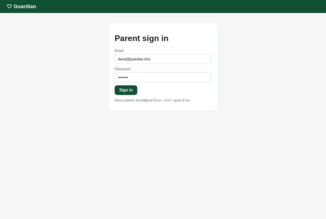 Guardian parent sign-in