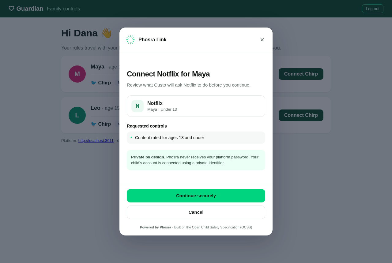 Phosra Link consent dialog